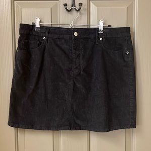 Black stretch corduroy mini skirt